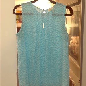 Michael Kors blue and while feathered blouse